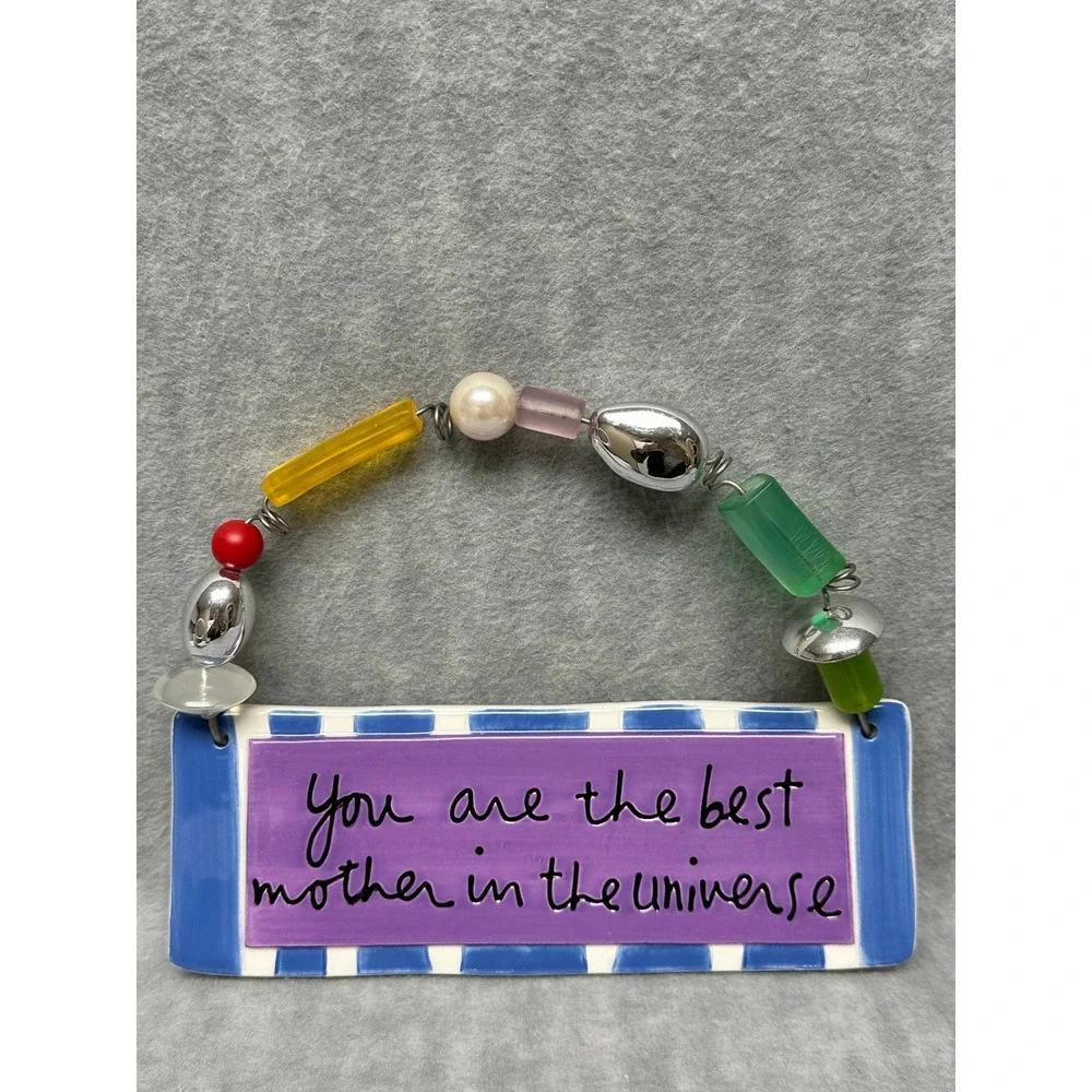 You Are Best‎ Mother VTG Sign Department 56 Ceramic w/Colorful Beads Decorative
